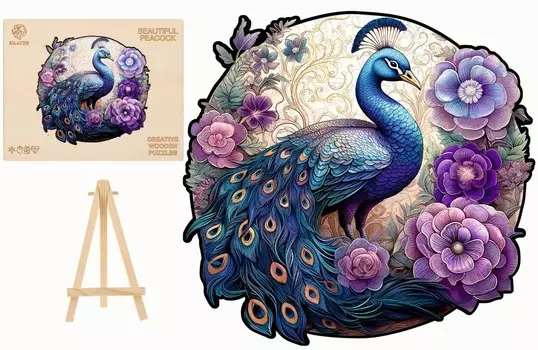 Большой Деревянный Пазл Павлин 585 Деталей Гордый Павлин В Деревянной Коробке Pasjo24