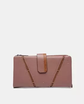 Большой двухцветный кошелек из розовой кожи с внутренними отделениями для карт Abbacino, розовый