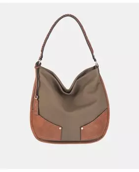 Большой хобо цвета хаки с застежкой-молнией и дополнительными ручками Volum