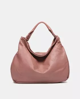 Большой хобо из гладкой розовой кожи с крупным логотипом Abbacino, розовый