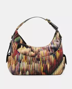 Большой хобо из разноцветной парусины на молнии Desigual, мультиколор
