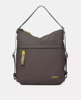 Большой хобо, трансформируемый в рюкзак с карманами Kcb, серо-коричневый