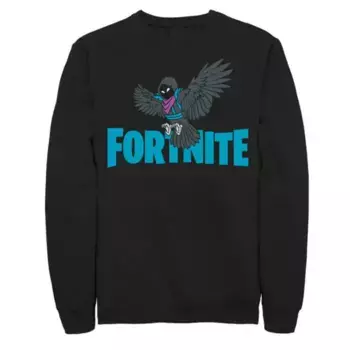 Большой и высокий флисовый пуловер с логотипом Fortnite Raven Licensed Character, черный