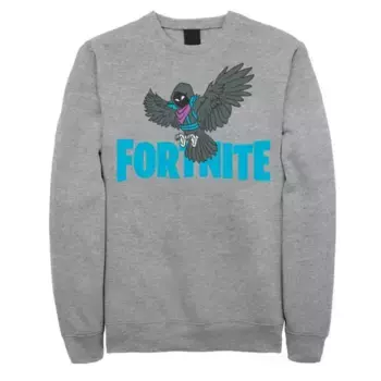 Большой и высокий флисовый пуловер с логотипом Fortnite Raven Licensed Character, серый