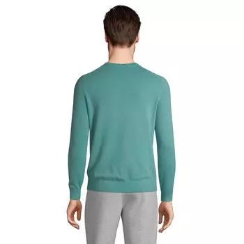 Большой и высокий мужской кашемировый свитер с вырезом и надписью Lands End Fine Gauge Lands' End, черный