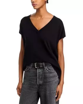 Большой кашемировый свитер C by Bloomingdale's Cashmere с короткими рукавами, черный