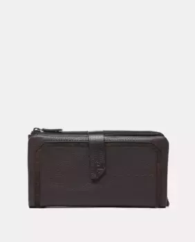 Большой коричневый кошелек из кожи и замши Abbacino, темно-коричневый