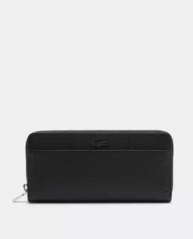 Большой кошелек Chantaco из черной кожи пике на молнии Lacoste, черный