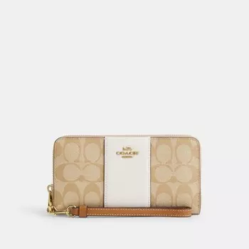 Большой кошелек COACH Long Zip Around, цвет Im/Light Khaki/Chalk Lt Saddle