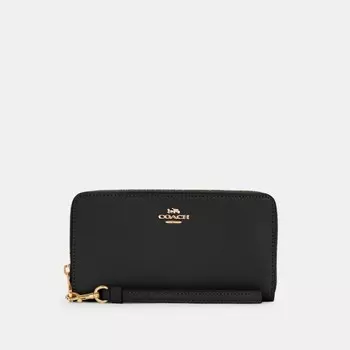 Большой кошелек COACH Long Zip Around, золотой/черный