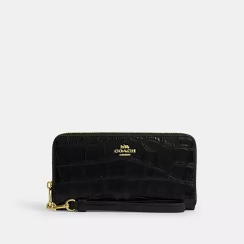 Большой кошелек COACH Long Zip Around, золотой/черный
