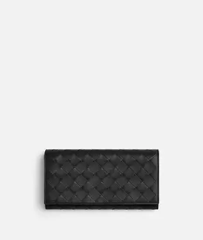большой кошелек Intrecciato 15 с клапаном Bottega Veneta, черный