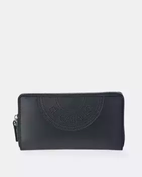 Большой кошелек из черной кожи на молнии El Caballo