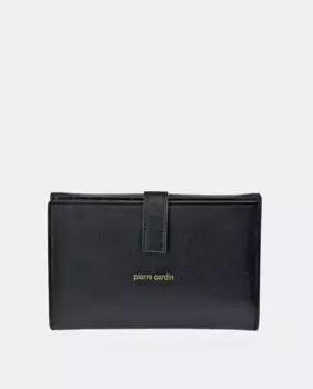 Большой кошелек из гладкой кожи черного цвета Pierre Cardin, черный