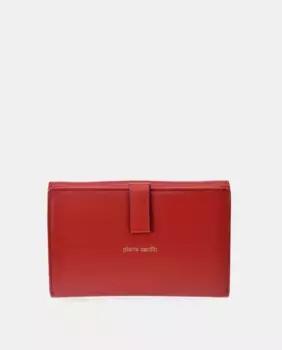 Большой кошелек из гладкой кожи с застежкой Pierre Cardin, красный
