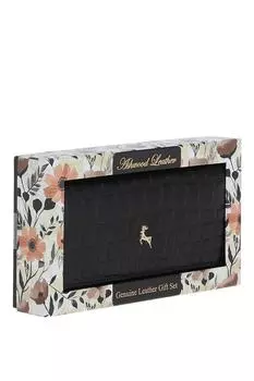 Большой кошелек из натуральной кожи с 7-карточным RFID-принтом Croc и RFID Ashwood Leather, черный