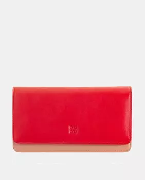 Большой кошелек из телячьей кожи наппа красного цвета с клапаном и пуговицей Dudu, красный
