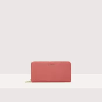 Большой кошелек из зернистой кожи на молнии Coccinelle METALLIC SOFT, красный