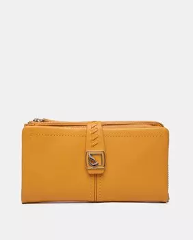 Большой кошелек из желтой кожи с металлическим логотипом Abbacino, желтый