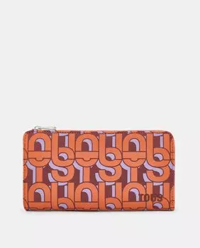 Большой кошелек на молнии оранжевого цвета с принтом Tous, оранжевый