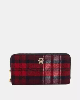 Большой кошелек на молнии в красную клетку Tommy Hilfiger, красный