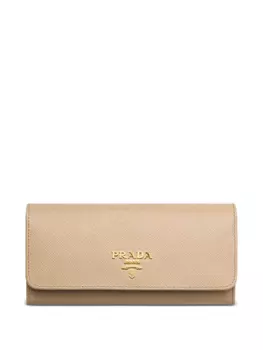 Большой кошелек Prada из сафьяновой кожи, нейтральный