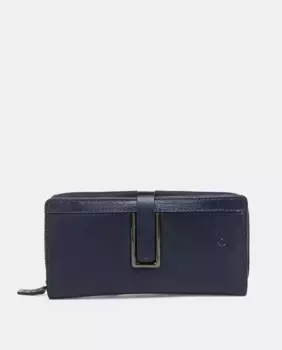 Большой кошелек с фурнитурой из металлической кожи Abbacino, тёмно-синий