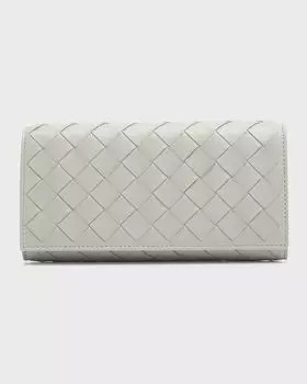 Большой кошелек с клапаном Intrecciato Bottega Veneta, цвет Agate Grey-Gold
