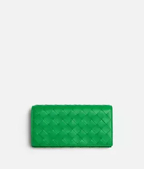 Большой кошелек с клапаном Intrecciato Bottega Veneta, зеленый
