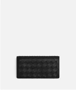 Большой кошелек с клапаном Intrecciato Bottega Veneta, черный