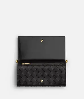 Большой кошелек с клапаном Solstice Bottega Veneta, черный