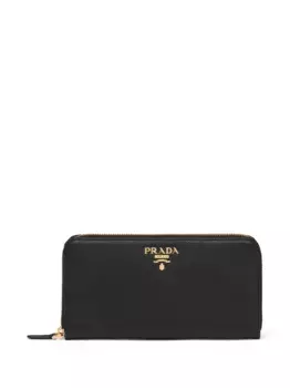 Большой кошелек с металлическим логотипом Prada, черный