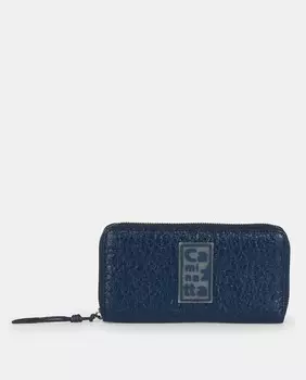 Большой кошелек темно-синего цвета на молнии Caminatta, темно-синий