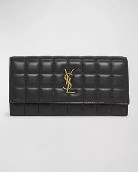 Большой кошелек YSL Monogram из стеганой кожи Saint Laurent, цвет Nero