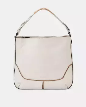 Большой кожаный хобо с магнитной застежкой Abbacino, бежевый