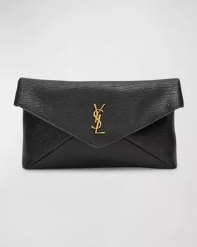 Большой кожаный клатч YSL Envelope Pouch Saint Laurent, цвет Black