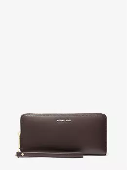 Большой кожаный континентальный кошелек Jet Set Travel Michael Kors, коричневый