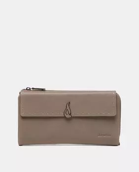 Большой кожаный кошелек бежевого цвета с соответствующим логотипом Abbacino, бежевый