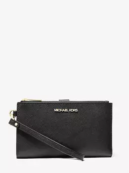 Большой кожаный кошелек-браслет для смартфона Jet set Michael Kors, черный