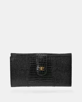 Большой кожаный кошелек черного цвета с кокосовым принтом Pierre Cardin