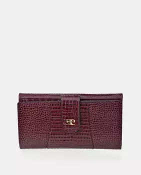 Большой кожаный кошелек коричневого цвета с кокосовым принтом Pierre Cardin