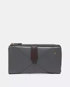 Большой кожаный кошелек на молнии Abbacino, серый