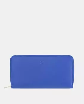 Большой кожаный кошелек на молнии Dudu, синий