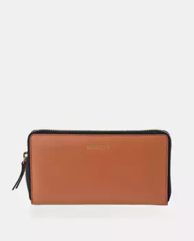 Большой кожаный кошелек на молнии Guy Laroche, оранжевый