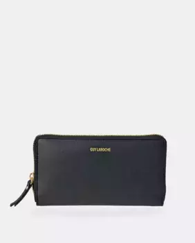 Большой кожаный кошелек на молнии Guy Laroche, черный