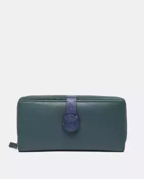 Большой кожаный кошелек на молнии и застежке Abbacino, зеленый
