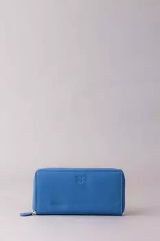 Большой кожаный кошелек на молнии Lakeland Leather, синий