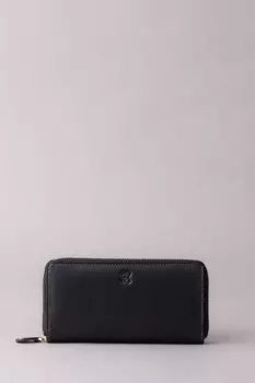 Большой кожаный кошелек на молнии Lakeland Leather, черный