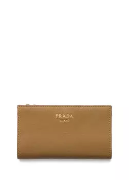 Большой кожаный кошелек Prada, коричневый