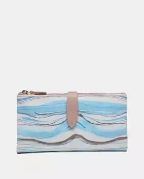 Большой кожаный кошелек с абстрактным принтом Abbacino, синий